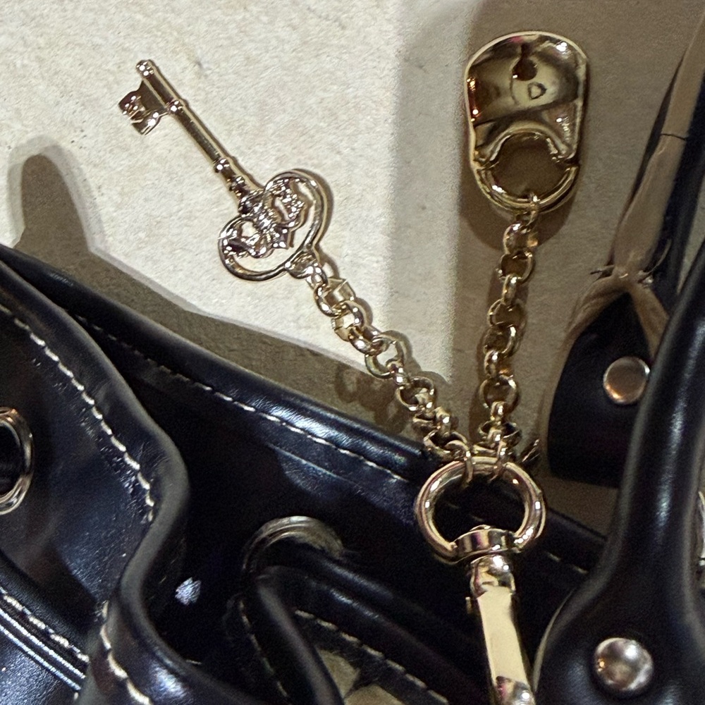 Apt. 9 Faux Leopard Print Satchel with Black Trim and Gold Charm - Picture 4 of 16